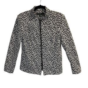 Harve Benard vintage Leopard Print Zip Up Jacket Long Sleeve womens Size S
